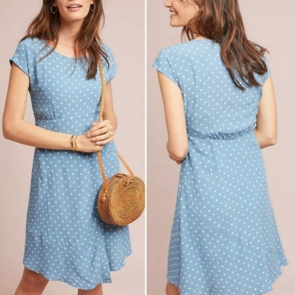 Anthropologie Maeve Morris Polka Dot Swing Dress NWT